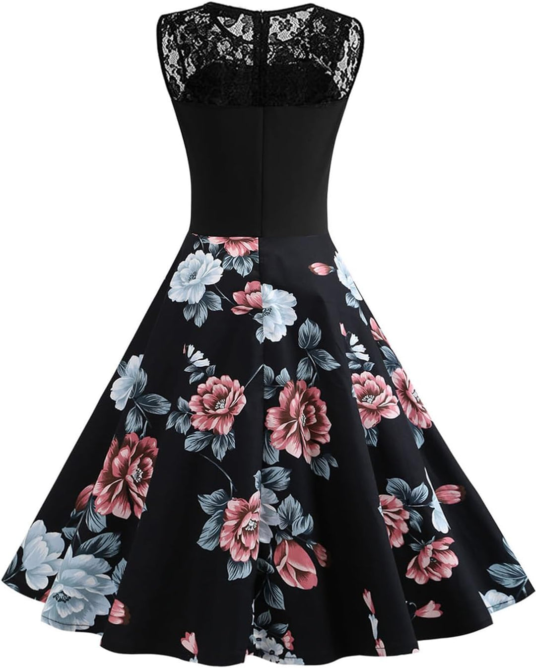 AXOE Damen Rockabilly Kleider 50er Jahre Vintage Blumenmuster, M Farbe06