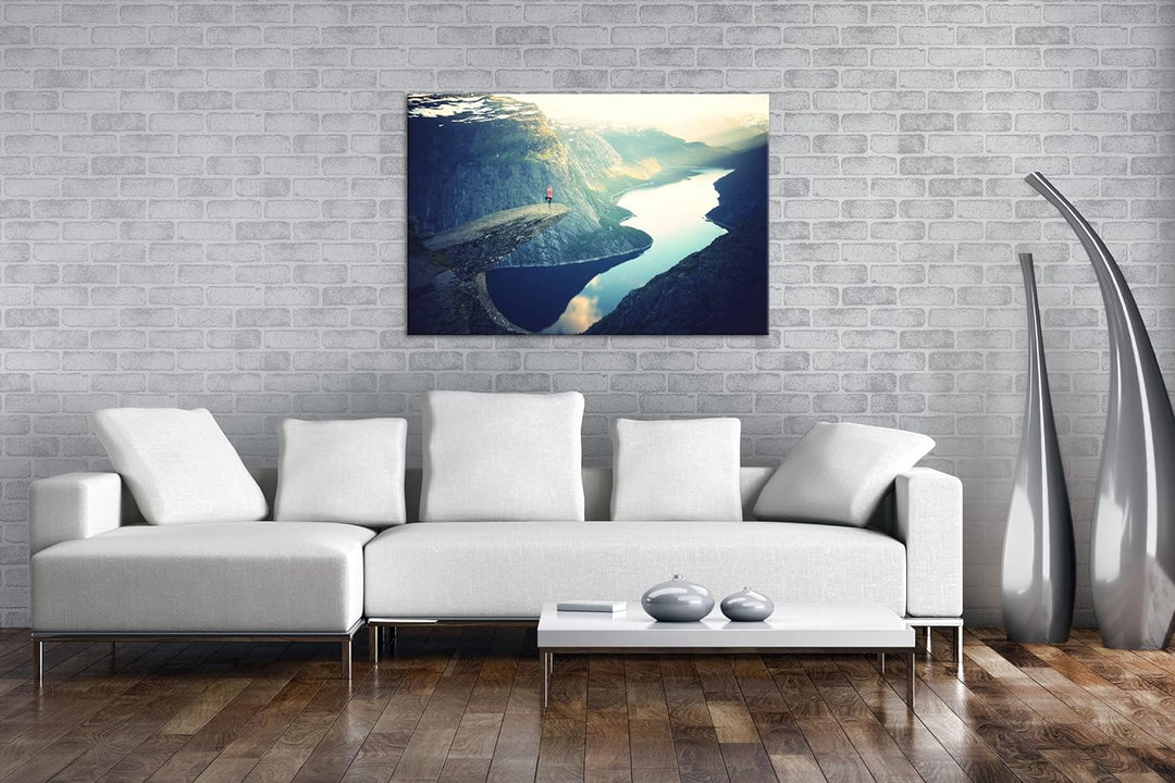 deyoli atemberaubende Aussicht eines Fjords Format: 80x60 als Leinwandbild, Motiv fertig gerahmt auf