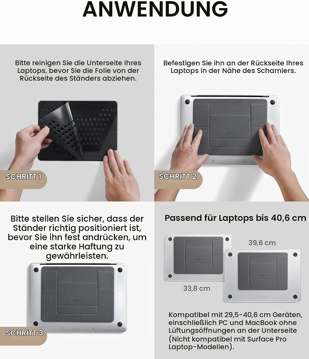 MOFT Laptop Ständer, Faltbarer Laptopständer Notebook Ständer mit 2 einstellbaren Winkeln, Haltung V