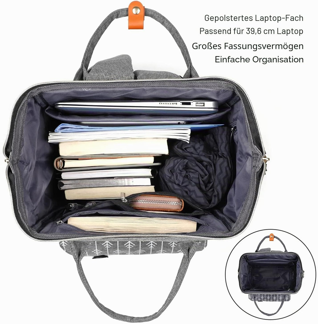 Rucksack Damen, Schulrucksack mit USB-Ladeanschluss, 15,6 Zoll Laptop Arbeits Rucksack, lässiger Tag