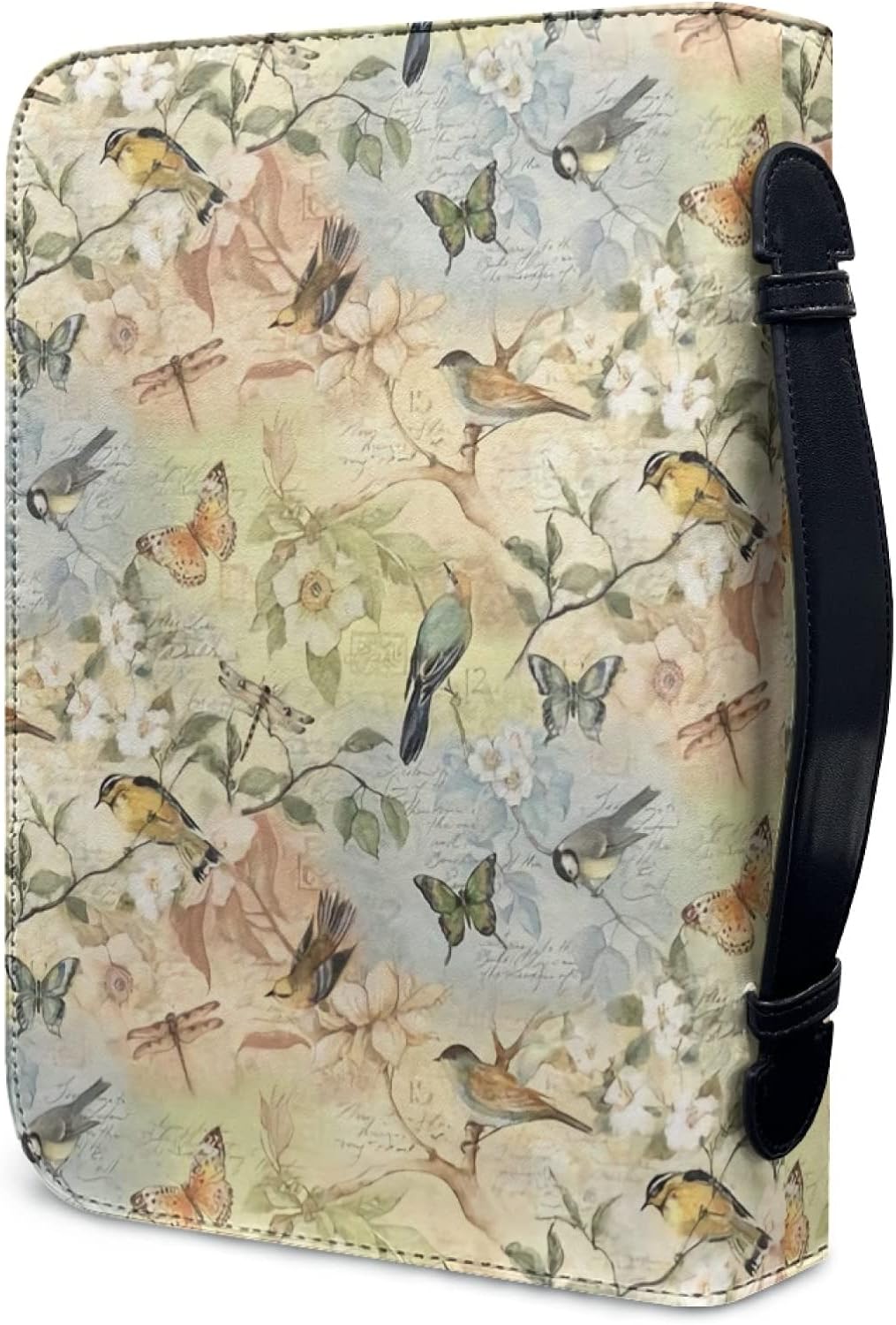 Kuiaobaty Bibeltasche mit Vögeln, Blumenmuster, Kunstleder, Vintage-Landhaus-Buchtasche, Kirchentasc