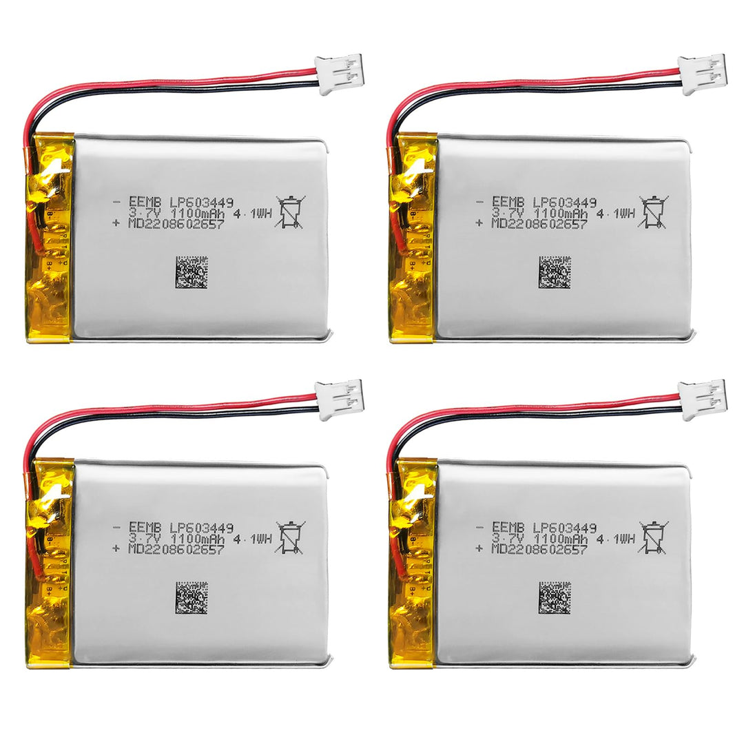 4XEEMB 3.7V 1100mAh Lipo Batterie Akku 603449 Lithium Polymer Batterien mit JST Stecker.Stellen Sie
