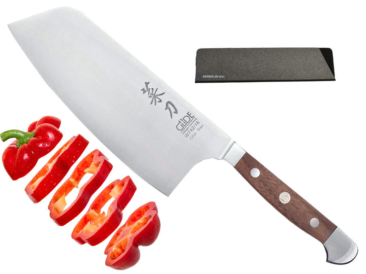 Güde Alpha Walnuss Messer Solingen Chai Dao 16cm + Prymo Klingenschutz China Messer Chai Dao 16cm 1)