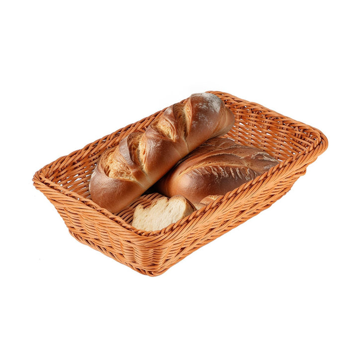Tissting Rechteckige Rattan Gewebter Brotkorb Lebensmittel Brot Obst Aufbewahrungskorb Tischplatte E