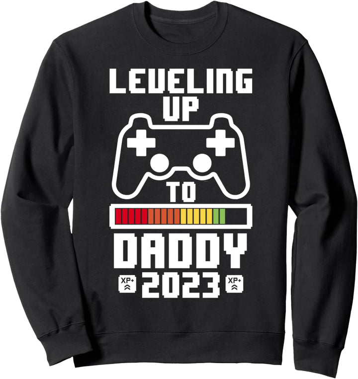 Mens Vintage Bald Papa - Leveling Up zum Papa 2023 Gamer Sweatshirt