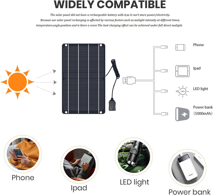 FlexSolar Solar Ladegerät USB 6W 5V Hochleistungs-monokristallines Modul, wasserdichtes Solarladeger