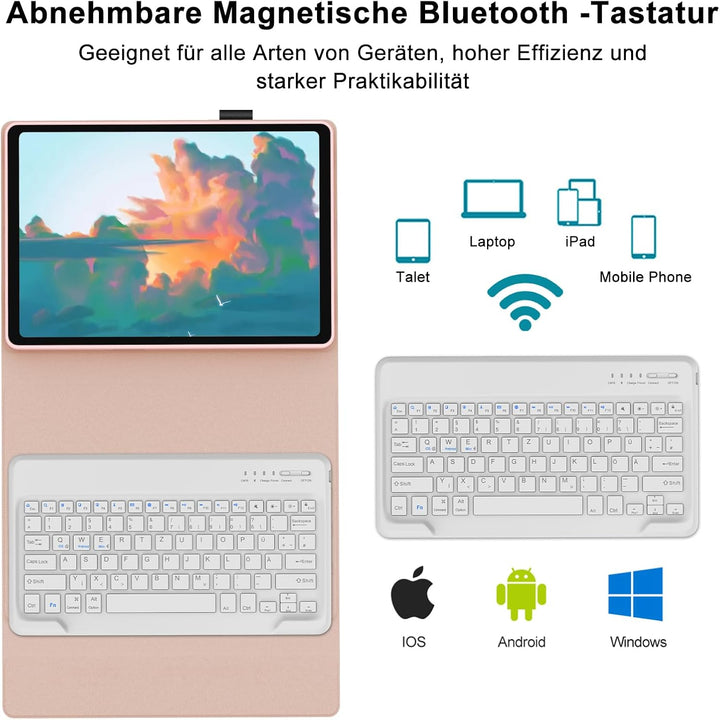 Tastatur Hülle für Honor Magic Pad 2 Tablet 12,3 Zoll, Deutscher QWERTZ Tastatur mit Magnetisch Abne