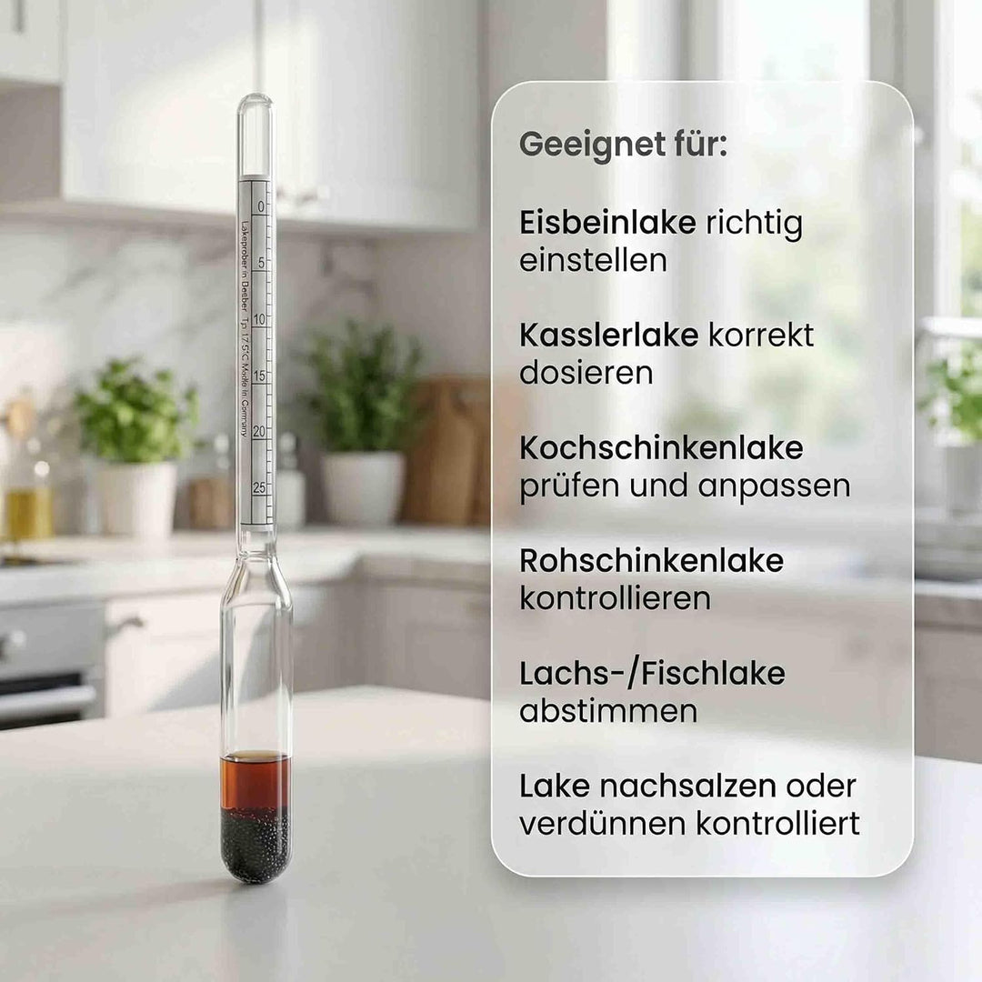 Lantelme Glas Salzlakeprüfer zur Salzgehalt Messung zum Pökeln Einkochen Einmachen Räuchern Einwecke