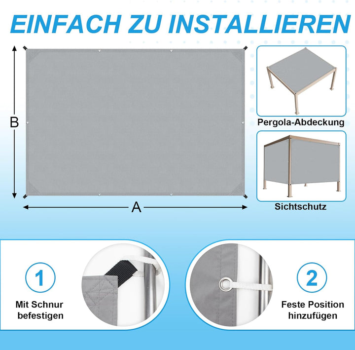 COOL AREA Sonnensegel Wasserdicht Rechteckige 2x3m mit Geraden Kanten Sonnenschutz Wetterschutz PES