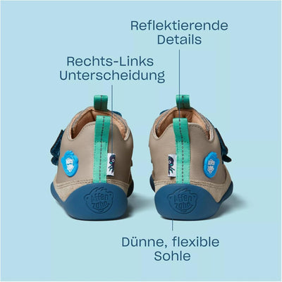 Affenzahn Barfussschuh Leder Buddy mit Klettverschluss Weich rutschfest Flexibel Reflektierend für J