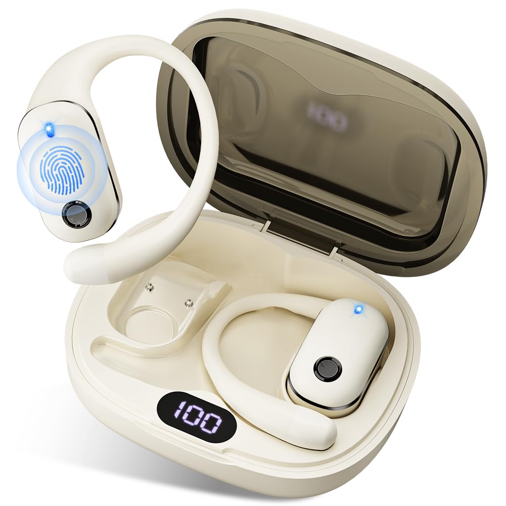 Open-Ear Bluetooth Kopfhörer, Bluetooth 6.0 Wireless Ohrhörer Sport mit LED-Anzeige, IPX6 Wasserdich