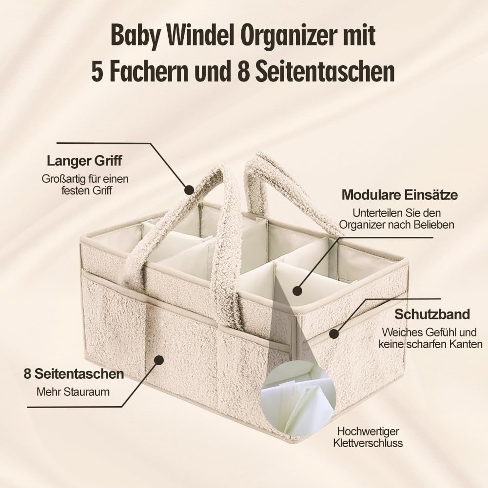 Wickeltasche Organizer Plüsch Qualitäts-Upgrade, Tragbarer Wickeltisch Organizer mit Teddy, Baby Wic