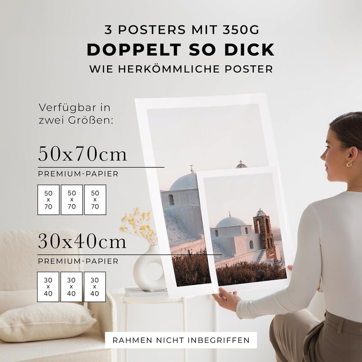 OHBIMBA® Sets Von 3 Poster & Kunstdrucke Mit Rahmen - Zimmer Deko Und Wanddeko Wohnzimmer - Deko Woh