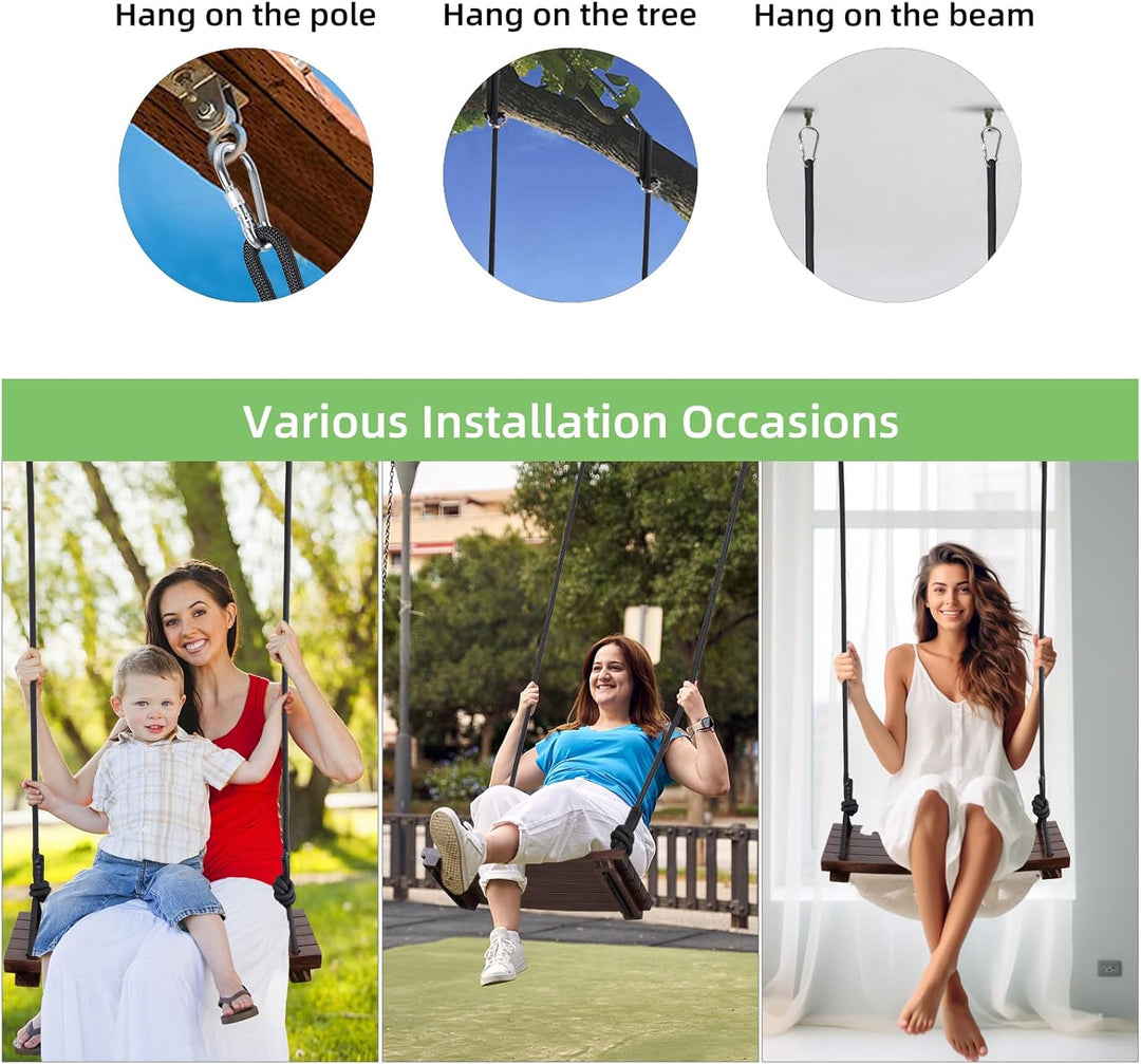 PELLOR Holzschaukelsitz, Antikorrosive Holzschaukel Baumschaukeln aus karbonisiertem Buchenholz mit