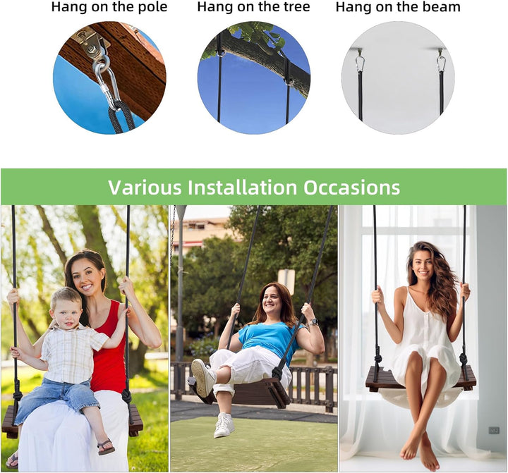 PELLOR Holzschaukelsitz, Antikorrosive Holzschaukel Baumschaukeln für Erwachsene Kinder, Garten Scha