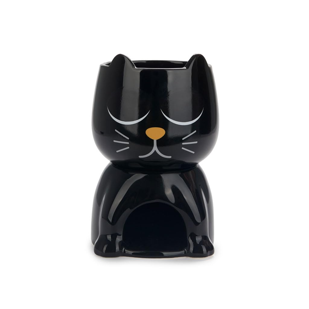 balvi Fondue Wake Cat Farbe Schwarz Wärmeempfindlich, die Katze öffnet beim Erhitzen die Augen Keram