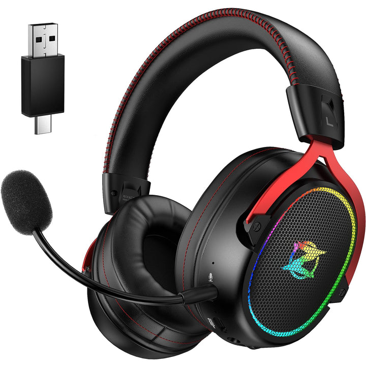 Ozeino 2.4GHz Wireless Gaming Headset für Pc, Ps4, Ps5, Mac, USB & Type-C Doppelanschlüsse Wireless