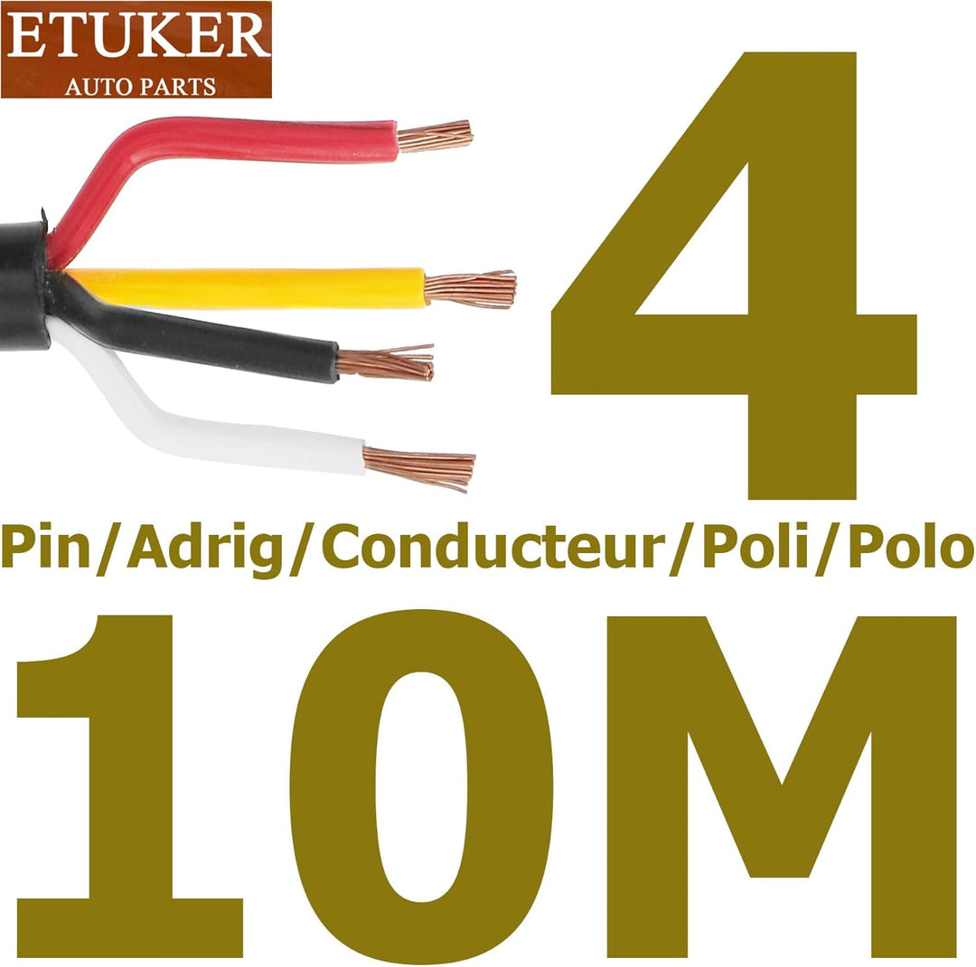 ETUKER Fahrzeugkabel 4 adrig 10M Kabel Anhänger 4 polig Camping Fahrzeugleitung Kabelquerschnitt 4X