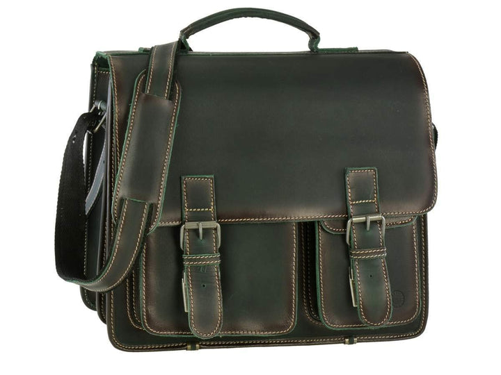Greenburry Aktentasche Leder 39 cm Grün, Grün
