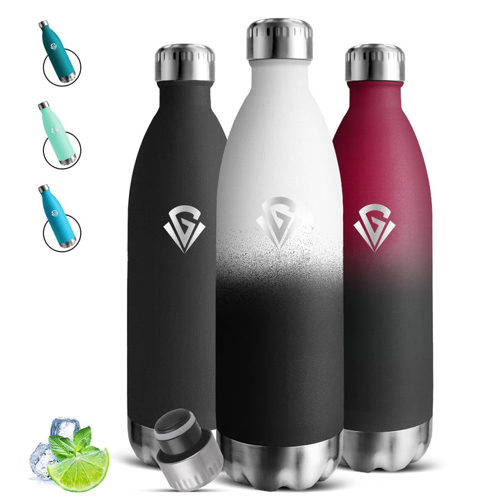 Trinkflasche 1l Edelstahl, Edelstahl Trinkflasche, Leicht zu Tragen, Thermosflasche, 24h Kalt & 12h