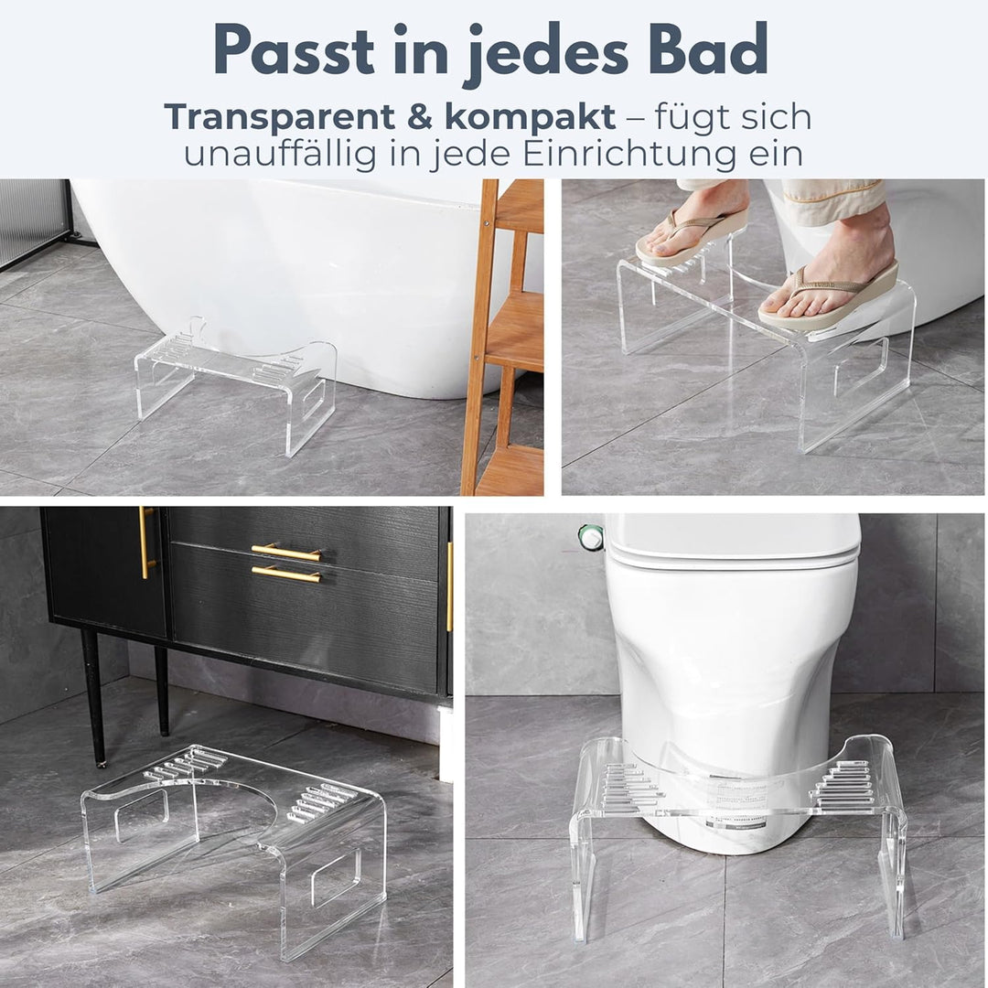 StarK Toilettenhocker Erwachsene aus Acryl – 18 cm hoher Badhocker | Ergonomische Hockposition für m