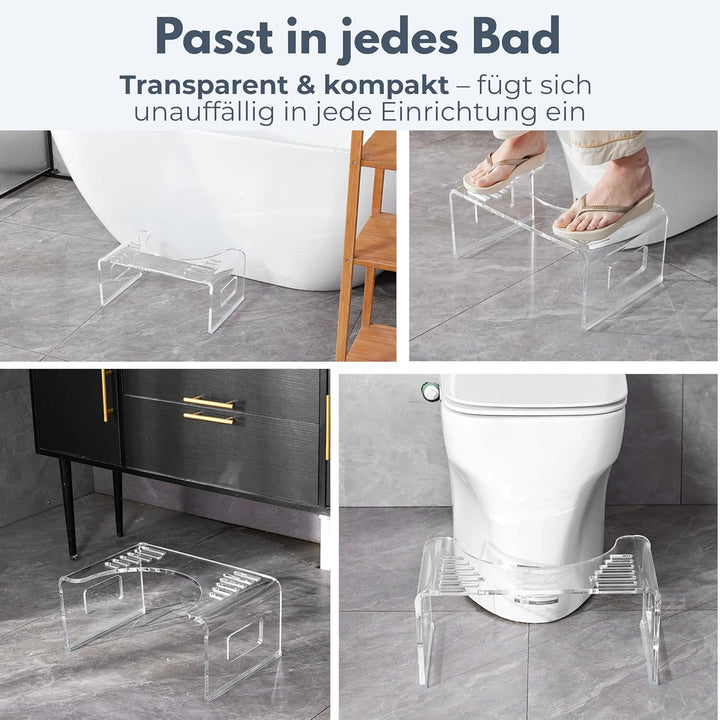 StarK Toilettenhocker Erwachsene aus Acryl – 18 cm hoher Badhocker | Ergonomische Hockposition für m