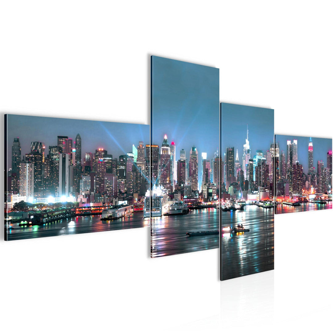 Runa Art Bild Modern New York City - Made in Germany - Wandbilder Stadt Skyline Bunt 4 Teilig 605442