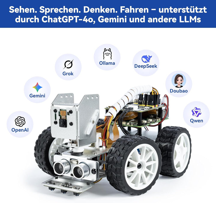 Picar-X AI Video Robot Car Kit für Raspberry Pi 5/4/3B+/3B, ChatGPT-4o Enabled mit Sprachsteuerung &