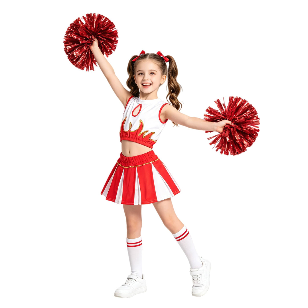 LOLANTA Mädchen Cheerleader Kostüm Schulkind Cheer Kostüm Outfit Karneval Kostüm Rot 164-170, Rot 16