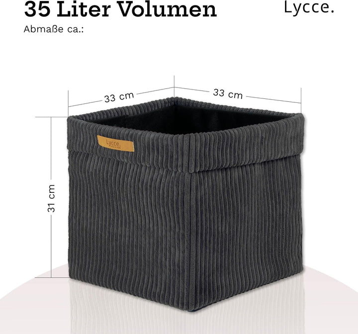 Lycce Kallax Boxen Cord 2er Set mit entfernbarem Cord-Bezug | d.grau Dunkelgrau 2er Set, Dunkelgrau