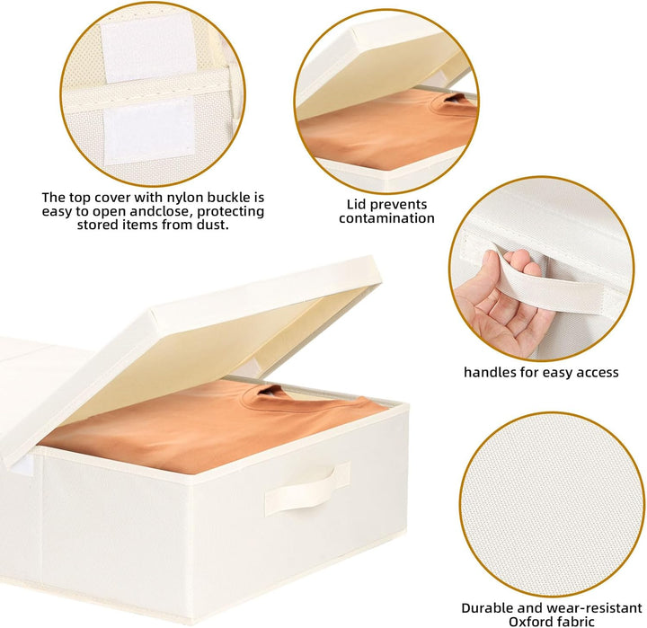 YheenLf 2 Stück Unterbettkommoden, Aufbewahrungsbox mit Deckel, Faltbare Aufbewahrungstasche, Stoffb