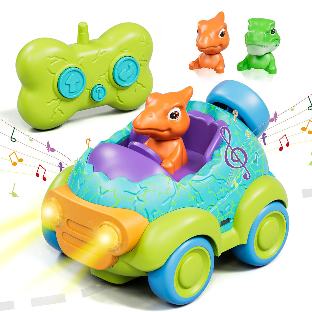 Lehoo Castle Ferngesteuertes Auto ab 3 Jahre, Dinosaurier Spielzeug mit Lichtern und Musik, Spielzeu