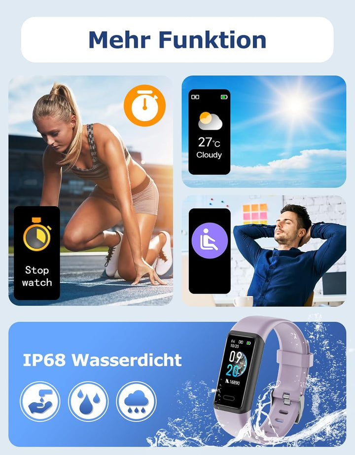 Cloudpoem Fitness Tracker,Fitnessuhr für Damen Herren mit Pulsuhr,Schrittzähler,Kalorienzähler,Schla
