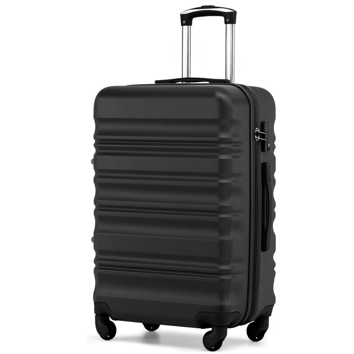 COOLIFE Hartschalen-Koffer Trolley Rollkoffer Reisekoffer mit TSA-Schloss und 4 Rollen (Schwarz, Gro