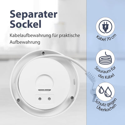 Noaton K2W Essential, Elektrische Wasserkocher, Kapazität 1,7, Doppelwand-Design, Edelstahl, 1500 W,