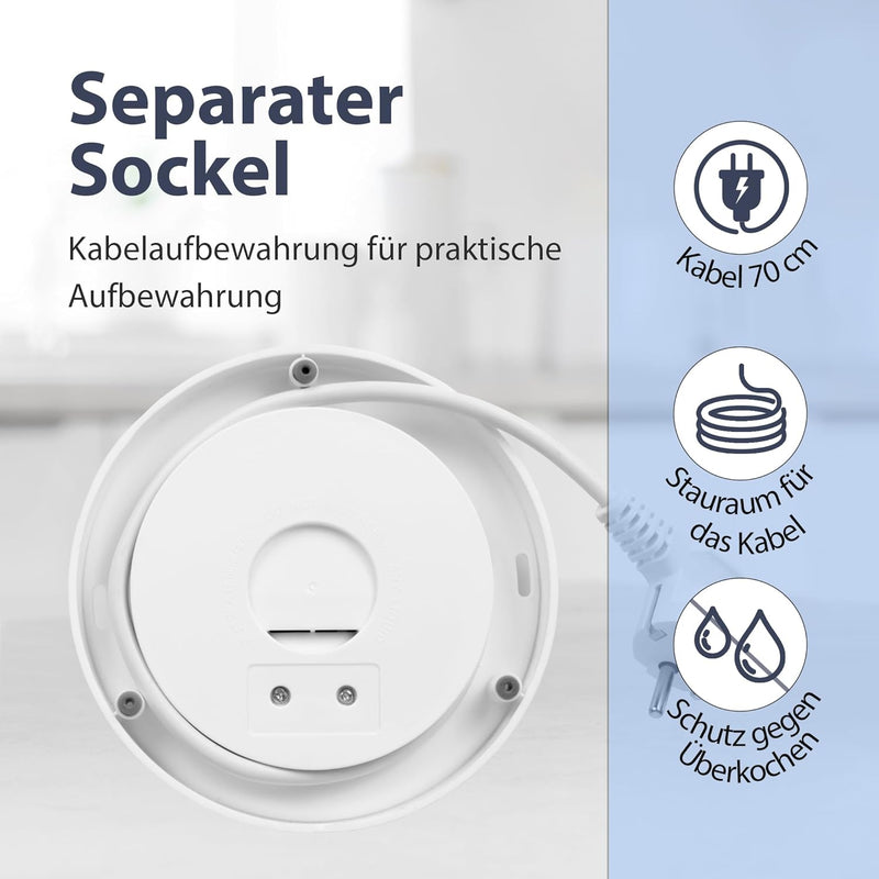 Noaton K2W Essential, Elektrische Wasserkocher, Kapazität 1,7, Doppelwand-Design, Edelstahl, 1500 W,