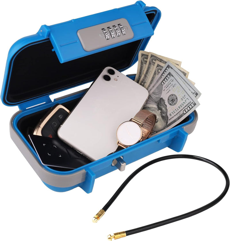 NBYT Tragbarer Safe Box, Zahlenschloss Code, wasserdichter Anti-Diebstahl-Mini-Reisesafe mit abnehmb