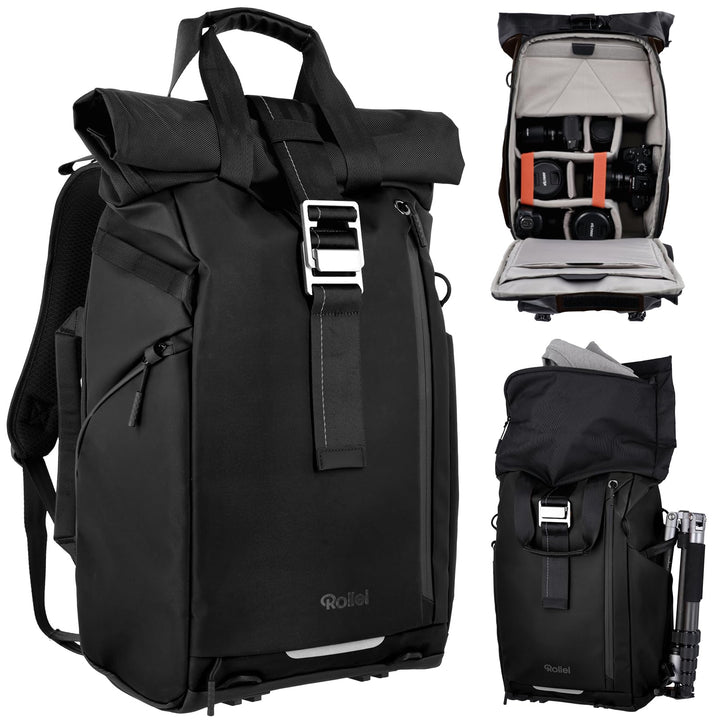 Rollei Fotoliner Ocean Rolltop Kamerarucksack Wasserdicht Fotorucksack Gross Kamera Rucksack mit Lap