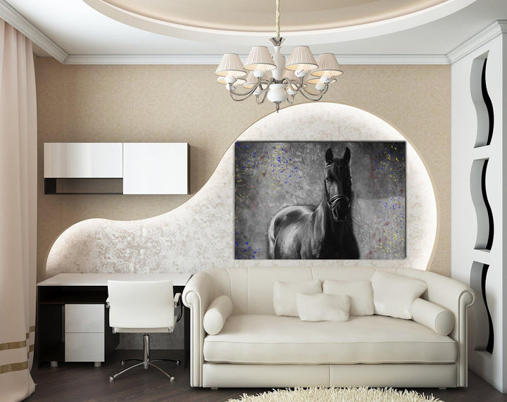 Julia-Art - Bilder Pferd Leinwand mit Keilrahmen 100 x 70 cm Leinwandbild XXL Wandbild Tiere Kunstdr