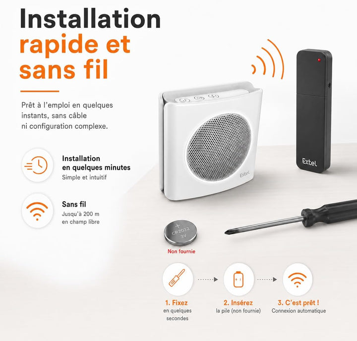 Extel diBi More Funk-Klingelerweiterung, Universal-Funkgong & Klingelverstärker, 200 m Reichweite, k