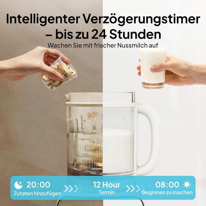 Nussmilchbereiter 12‑in‑1,1.5 Lautomatischer Sojamilchmaker,abnehmbares Design,Mandel-/Hafermilch &