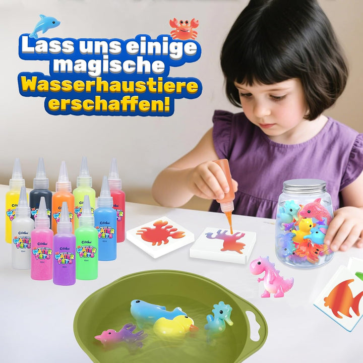 Magic Water Elf, Magisches Wasser Gel Spielzeug mit 10 Magischem Gel und 8 Formen, Bastelset Kinder