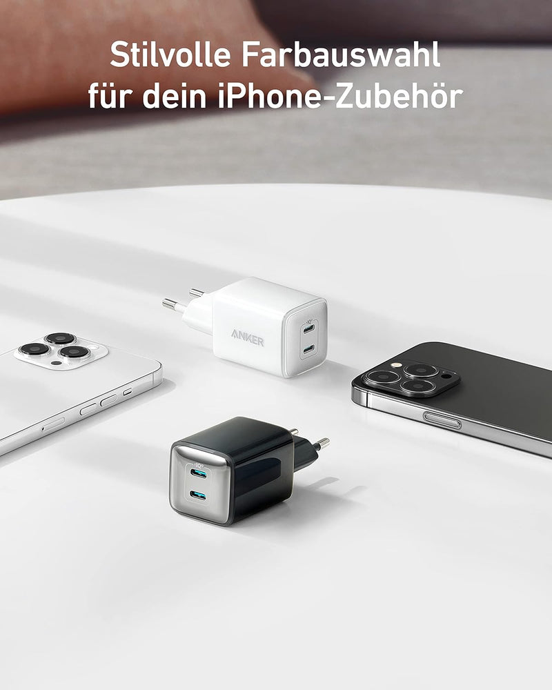 Anker 521 Ladegerät, Anker Nano Pro, Kompaktes 40W PIQ 3.0 Dual-Port USB-C Netzteil, Kompatibel mit