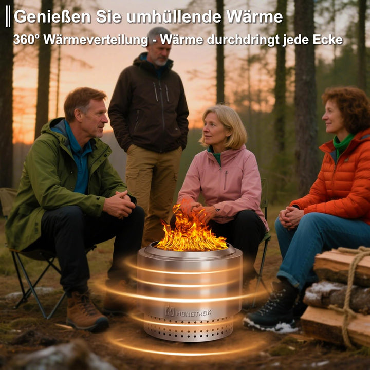 50 cm Rauchfreie Feuerschale Edelstahl, Feuerschalen für den Garten, Feuerstelle Outdoor Camping Fir