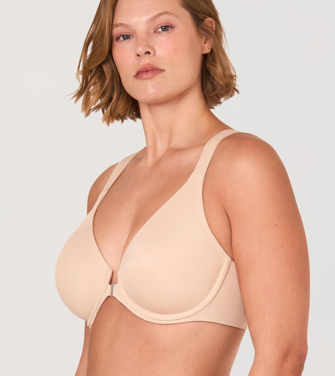 DELIMIRA Damen Vorderverschluss Racerback BH Grosse Grössen Bügel BHS Tiefer Ausschnitt Ungefüttert