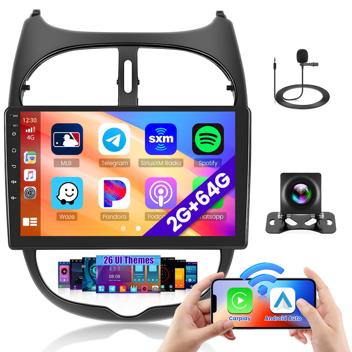 Hikity 2G 64G Android 15 Autoradio Für Peugeot 206 206CC 2001-2016/Cirteon C2 mit Wireless Carplay A