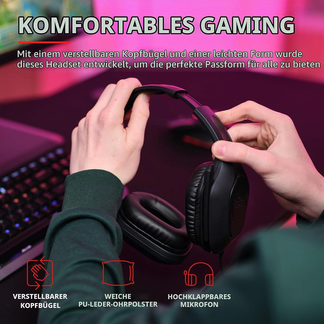 Trust Gaming GXT 790 Tridox Gaming PC Set - Leichtes Headset mit 50-mm-Treiber und 3,5-mm Klinke, Pr