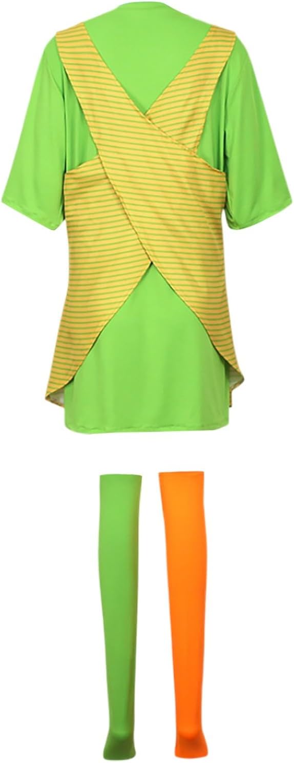 Fasching Kostüm Kinder Mädchen, Langstrumpf Cosplay Kostümset mit Langen Kindersocken XS #Z-damen 01