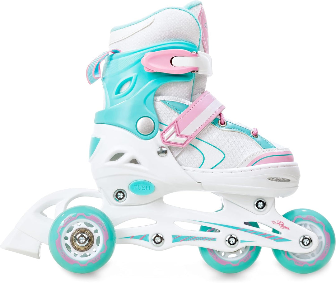RAVEN 3in1 Inline Skates Triskates Rollschuhe Inliner für Kinder Mädchen verstellbar 30-33 (18,5cm-2