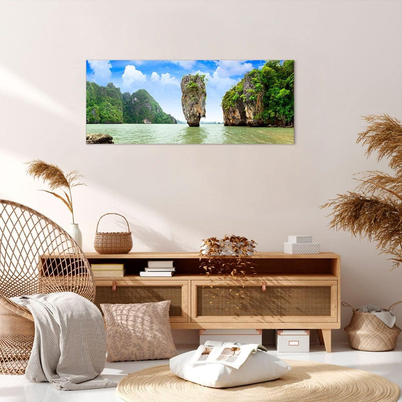 Wandbilder Dekoration Wohnzimmer Stein Strand Landschaft Panorama Bilder auf Leinwand 120x50cm Leinw